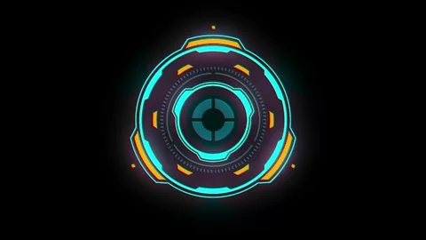 Circle HUD technological futuristic elements Stock Footage 304408782