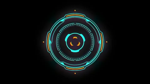 Circle HUD technological futuristic elements Stock Footage 304408784