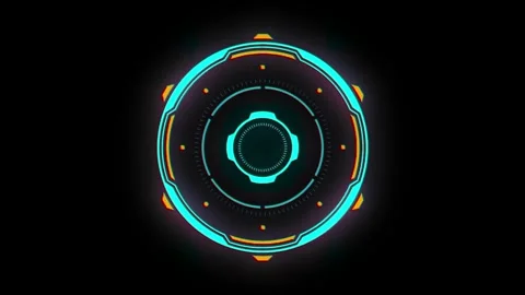 Circle HUD technological futuristic elements Stock Footage 304408794