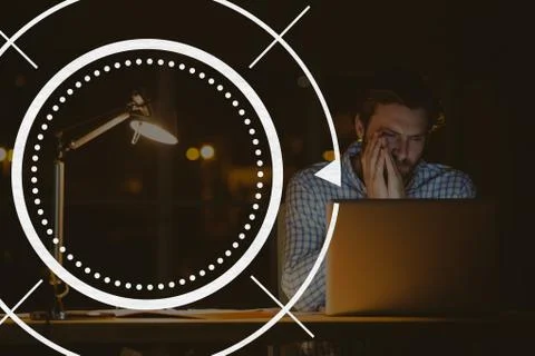 Circle icon against man using a computer photo Foto stock