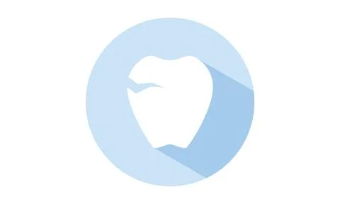 Circle icon with blue shadow, tooth decay Illustrazione stock