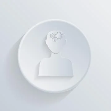 Circle icon. man thinks, the gears in head Stock Illustration