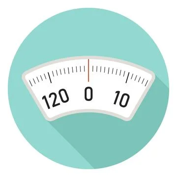 Circle icon of mechanical bathroom scale dial with numbers weight measureme. Stock Illustration