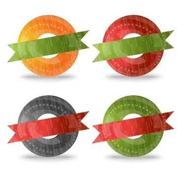 Circle icon with ribbon Stock Illustration