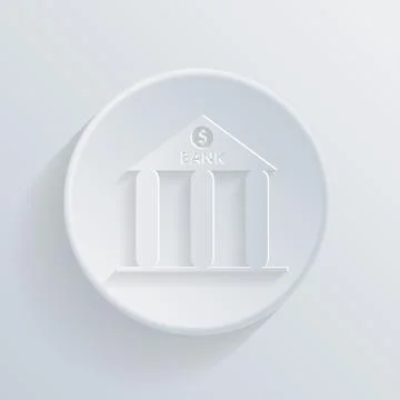 Circle icon with a shadow. bank building Ilustración de archivo