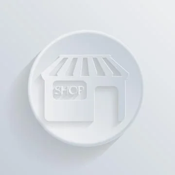 Circle icon with a shadow. shop building Ilustración de archivo