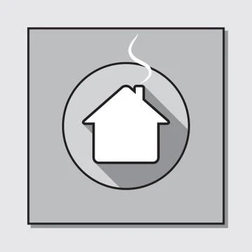 Circle icon on a square base - house Stock Illustration