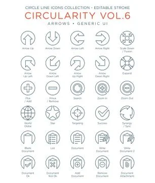 Circle Icons Collection - Generic UI and Arrows Stock Illustration