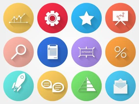 Circle icons for outsource Stock Illustration