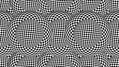 Circle illusion checkered white and black circles. Optical illusion seamless Stock Footage 149381553