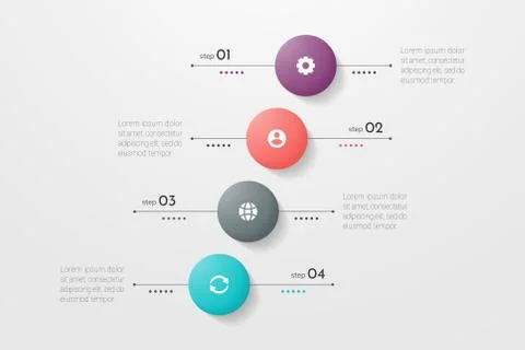 Circle infographic. Concept design with 4 options, steps or processes. Stock Illustration