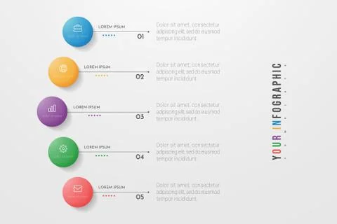 Circle infographic. Concept design with 5 options, steps or processes. イラスト素材