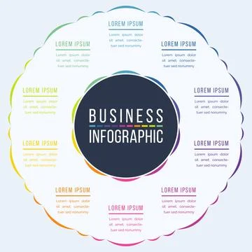 Circle Infographic design 10 steps, objects, elements or options infographic Stock Illustration