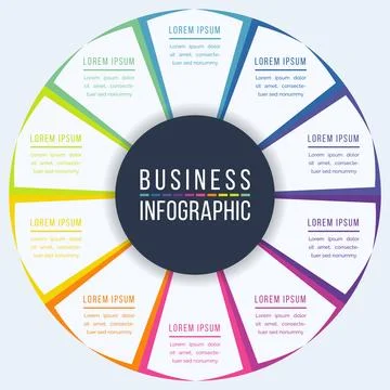 Circle Infographic design 10 steps, objects, elements or options infographic Stock Illustration