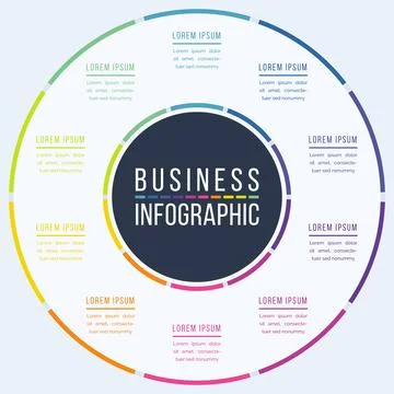 Circle infographic design 10 Steps Strategy Presentation Stock Illustration