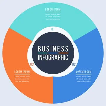 Circle infographic design 3 steps Stock Illustration