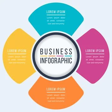 Circle Infographic design 4 Steps, objects, elements or options business info Stock Illustration