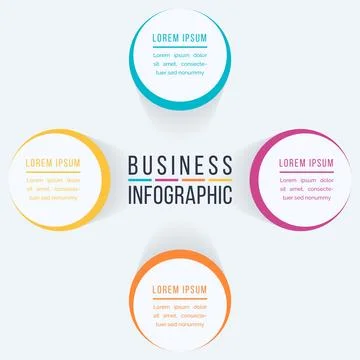 Circle Infographic design 4 steps, objects, elements or options business info Illustrazione stock