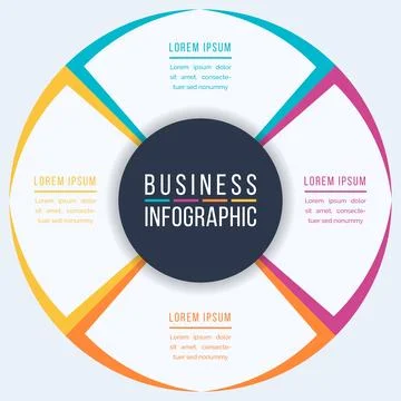 Circle Infographic design 4 steps, objects, elements or options infographic Stock Illustration