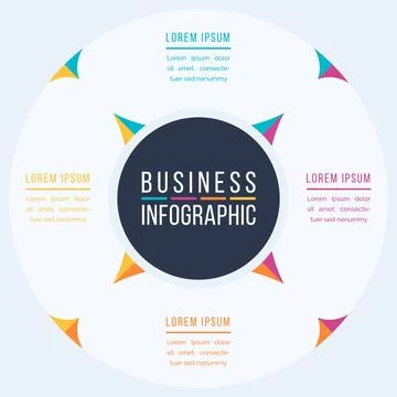 Circle Infographic design 4 steps, objects, elements or options infographic Stock Illustration