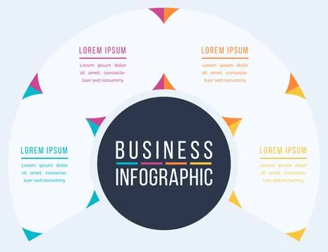 Circle Infographic design 4 steps, objects, elements or options infographic Stock Illustration