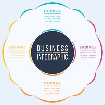 Circle Infographic design 4 steps, objects, elements or options infographic Illustrazione stock