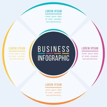 Circle Infographic design 4 steps, objects, elements or options business info Stock Illustration