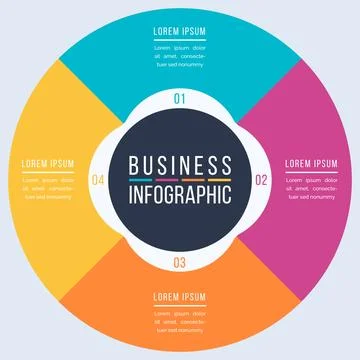 Circle infographic design 4 steps Illustrazione stock