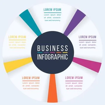 Circle Infographic design 5 Steps, objects, elements or options business info 스톡 일러스트