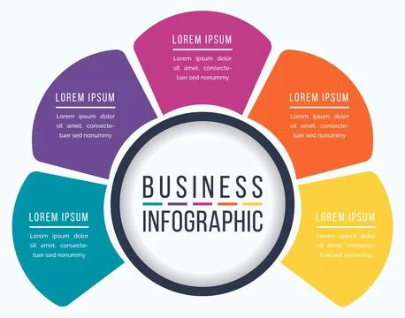 Circle Infographic design 5 Steps, objects, elements or options business info Stock Illustration