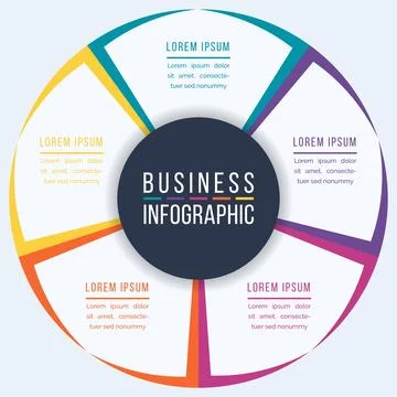 Circle Infographic design 5 steps, objects, elements or options infographic Stock Illustration