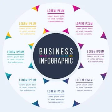 Circle Infographic design 5 steps, objects, elements or options infographic Stock Illustration