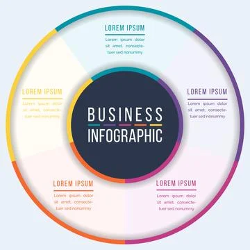Circle Infographic design 5 steps, objects, elements or options information Stock Illustration