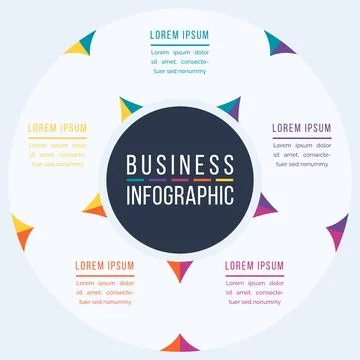 Circle Infographic design 5 steps, objects, elements or options infographic Illustrazione stock