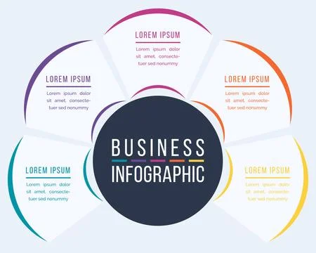 Circle Infographic design 5 steps, objects, elements or options infographic Illustrazione stock