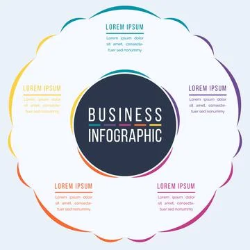 Circle Infographic design 5 steps, objects, elements or options infographic Ilustração Stock