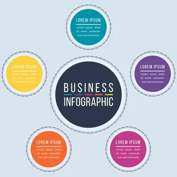 Circle infographic design 5 steps Stockillustratie
