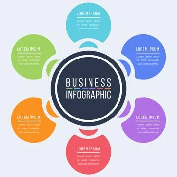 Circle Infographic design 6 Steps, objects, elements or options business info Stock Illustration