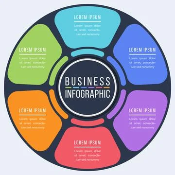 Circle Infographic design 6 Steps, objects, elements or options business info 스톡 일러스트