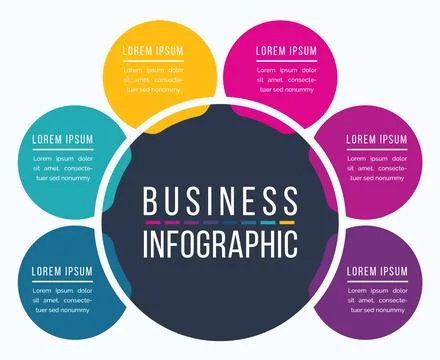 Circle Infographic design 6 steps, objects, options or elements business info Stockillustratie