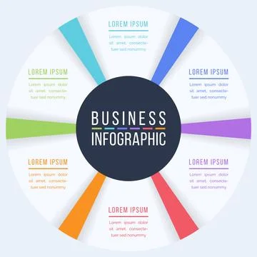 Circle Infographic design 6 Steps, objects, elements or options business info Stockillustratie