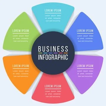 Circle Infographic design 6 steps, objects, elements or options infographic イラスト素材