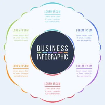 Circle Infographic design 6 steps, objects, elements or options infographic Stock Illustration