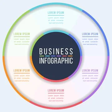 Circle Infographic design 6 steps, objects, elements or options information 스톡 일러스트