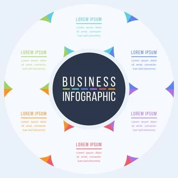 Circle Infographic design 6 steps, objects, elements or options infographic Illustrazione stock