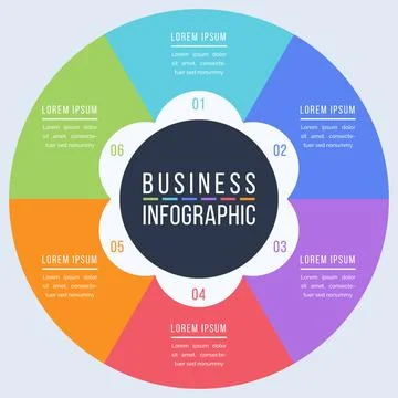 Circle infographic design 6 steps Illustrazione stock