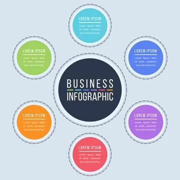 Circle infographic design 6 steps Stockillustratie