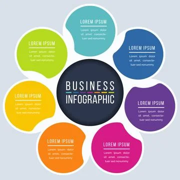 Circle Infographic design 7 Steps, objects, elements or options business info Stockillustratie
