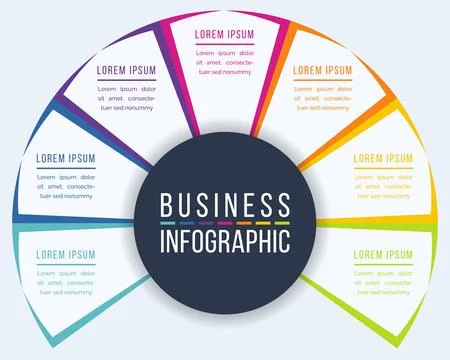 Circle Infographic design 7 steps, objects, elements or options infographic Illustrazione stock