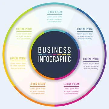 Circle Infographic design 7 steps, objects, elements or options information 库存插图